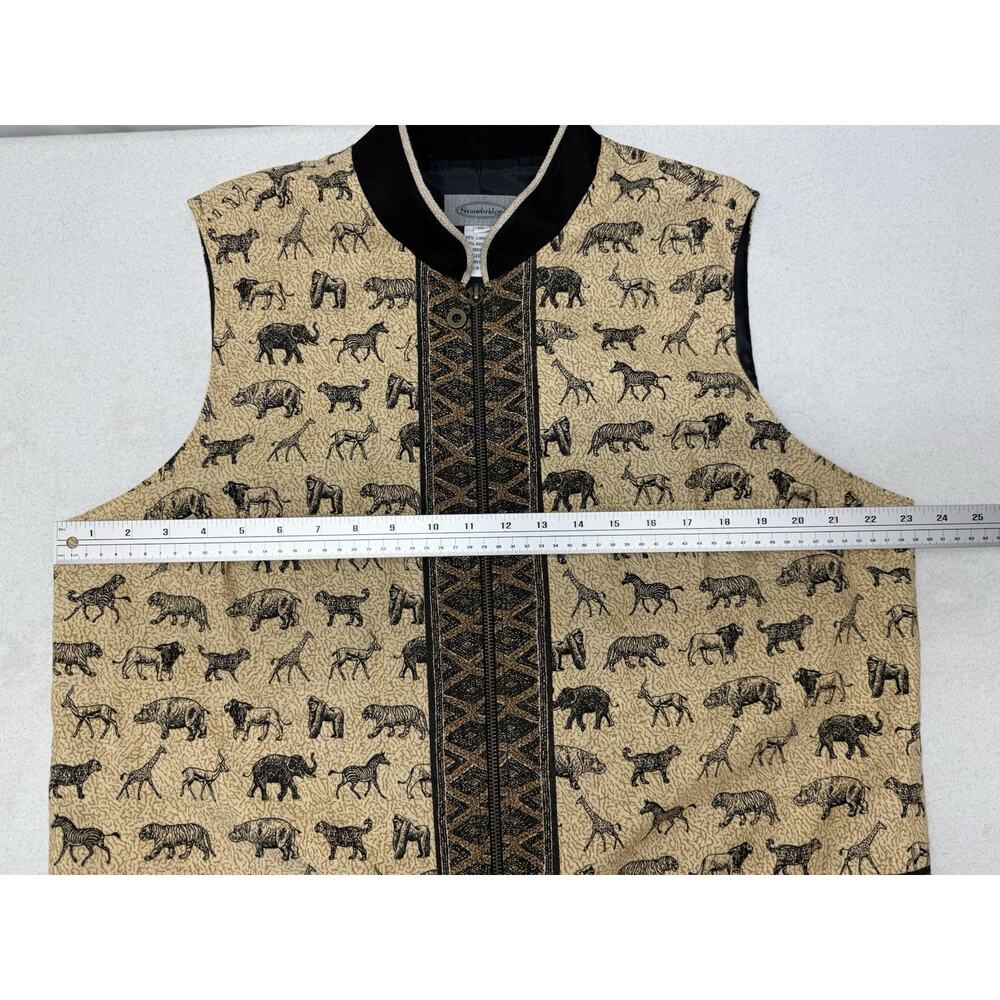 STONEBRIDGE Linen Blend Women's XL Vest African Safari Animals Brown Tan Black - Picture 9 of 11
